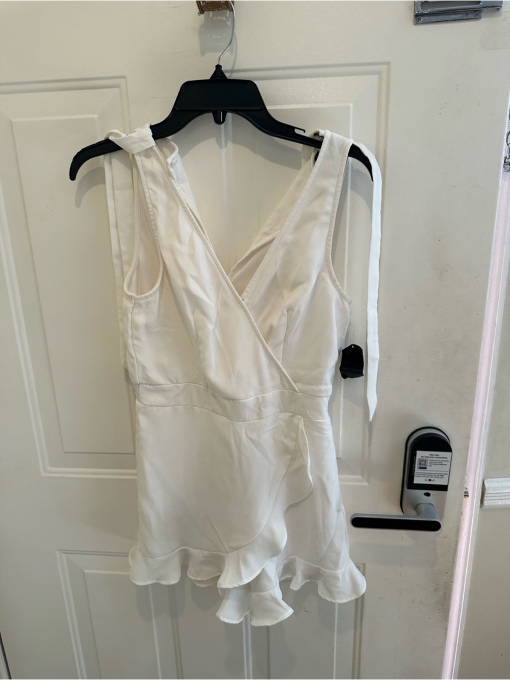 City Studio White Ruffle Trim Wrap Romper